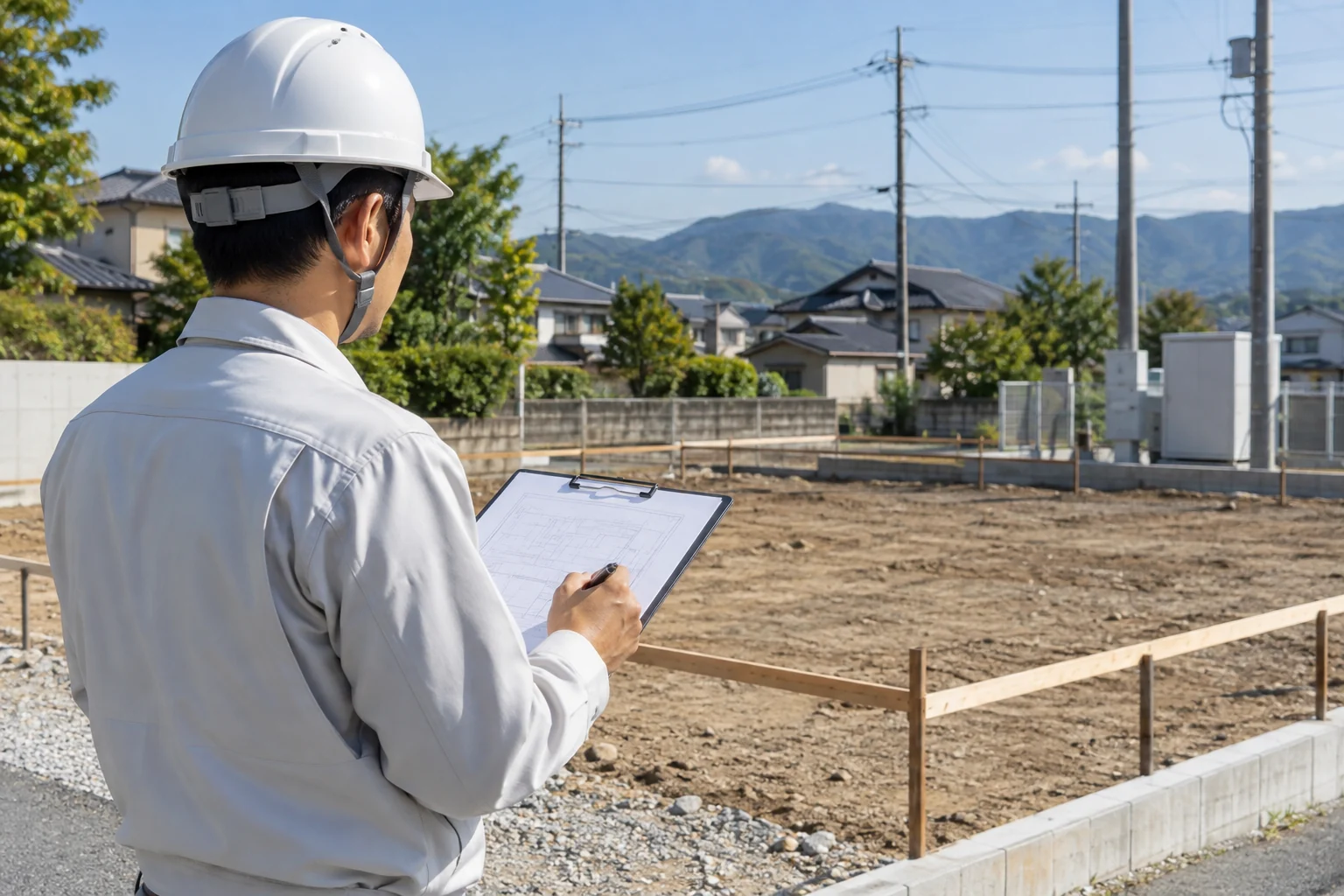 敷地条件と設備計画を確認するイメージ（AI生成）